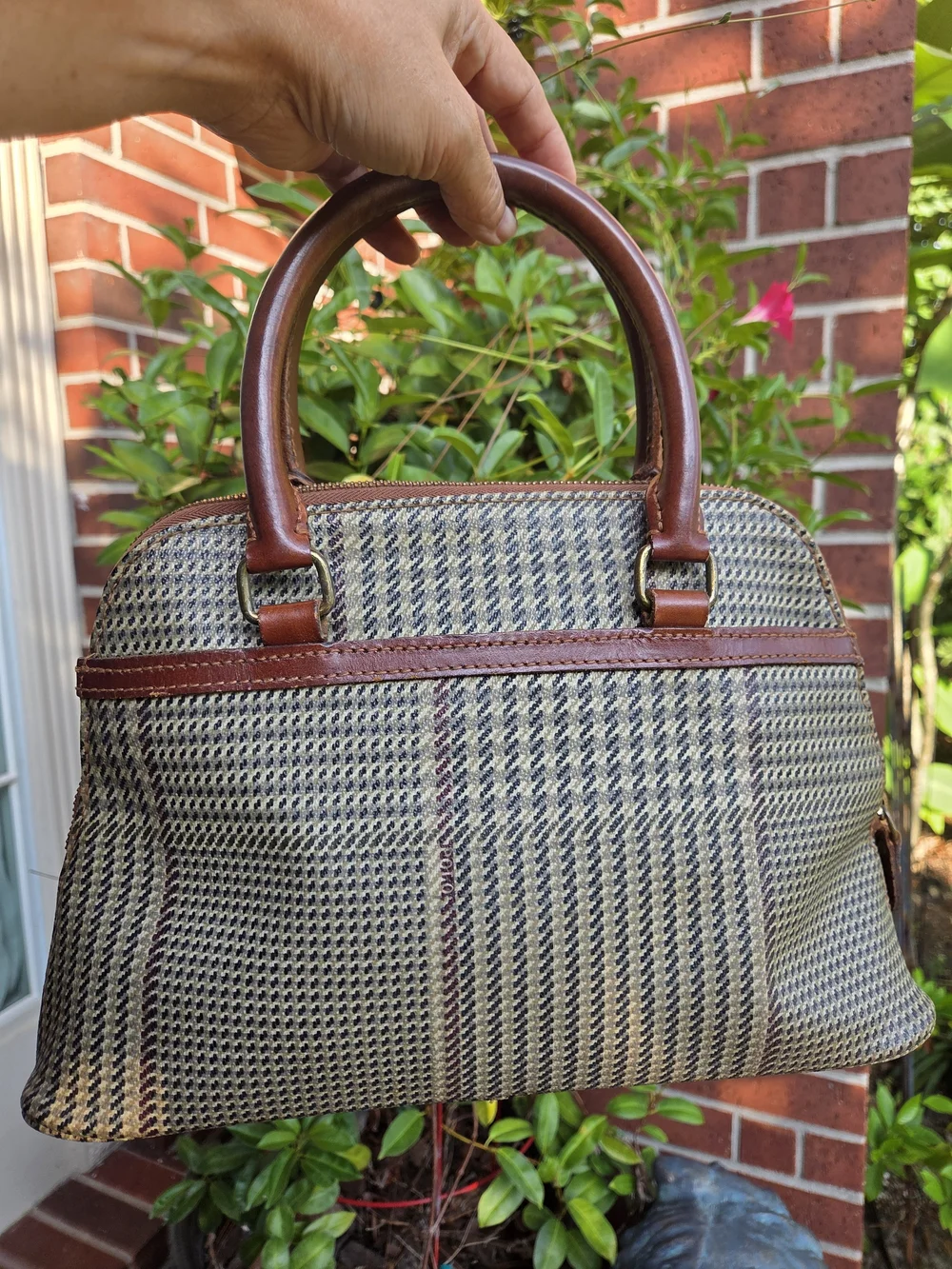 Vintage Polo by Ralph Lauren Brown Plaid Top-Handle Bag